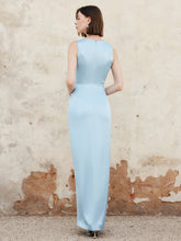Langes Tank-Kleid mit geschlitztem Saum und gekräuseltem Saum